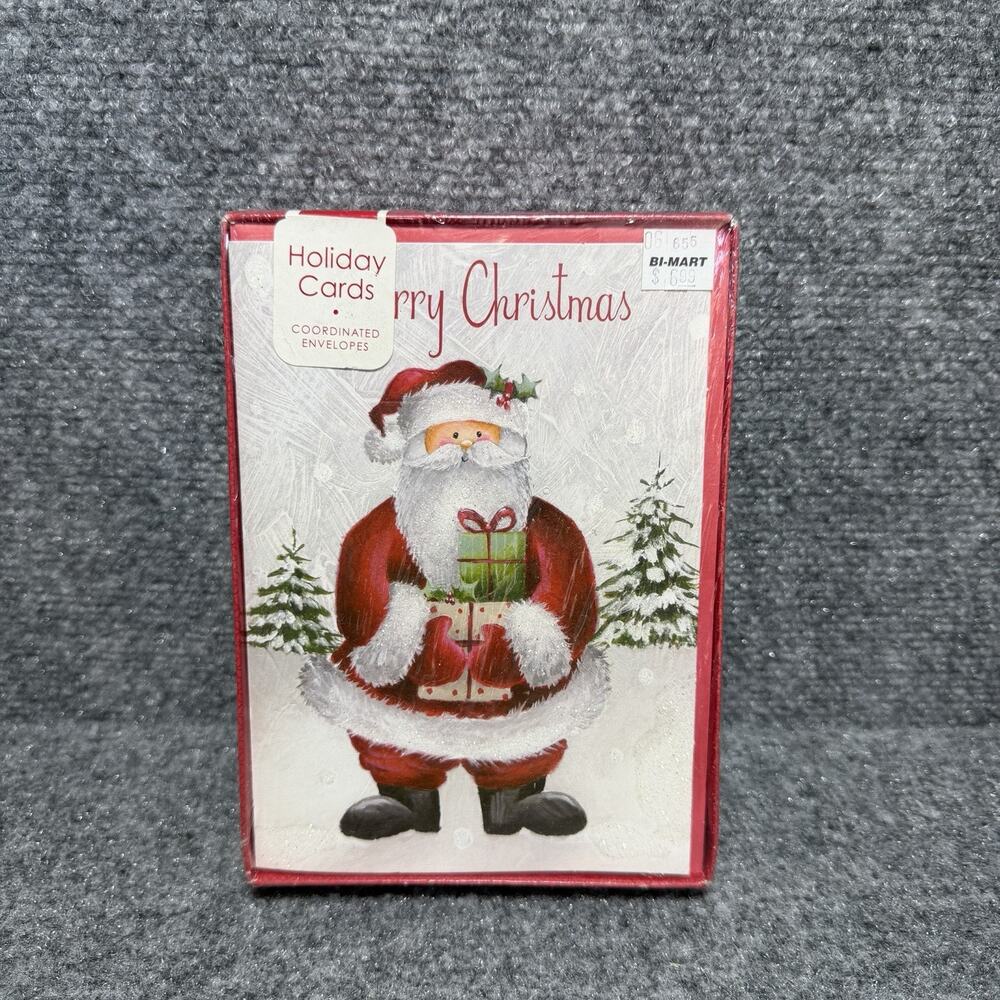 Niquea.D Boxed Holiday Christmas Festive Santa Clause 16 Cards W/ Envelopes